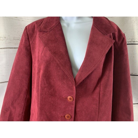 Gino Rossi Wilsons Ultra Suede Women's 16 2Pc Set Red Blazer & Skirt Suit ILGWU - Picture 3 of 16